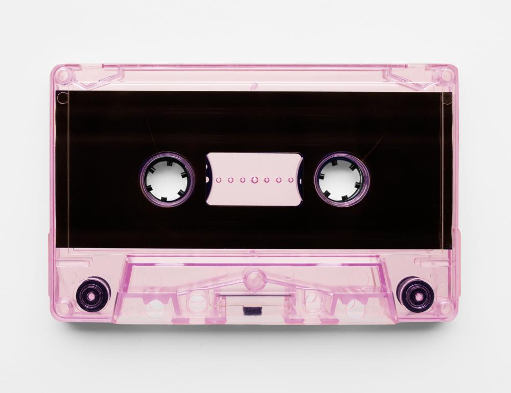 Pink clear cassette with black inlay